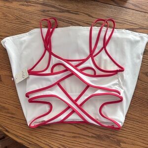 Free People One More Serve White and Red Dress